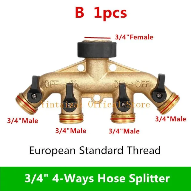 1PC Répartiteur de tuyau de jardin en plastique à 4 voies de type Y 3/4" pour robinets extérieurs et éviers