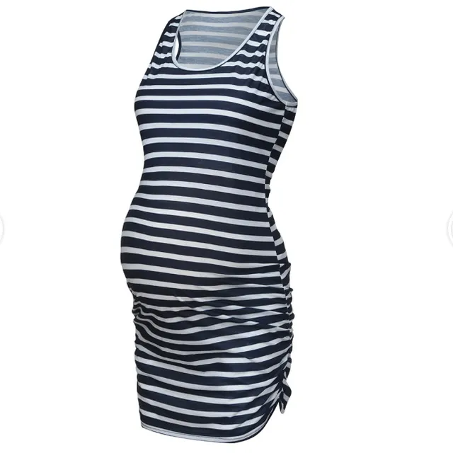 Summer striped pregnancy dresses on hangers