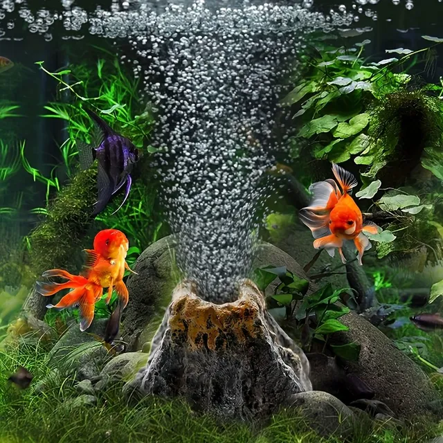 1ks Sopečná vzduchovací kamen do akvária - Zkamenělina pro dekoraci a provzdušnění
