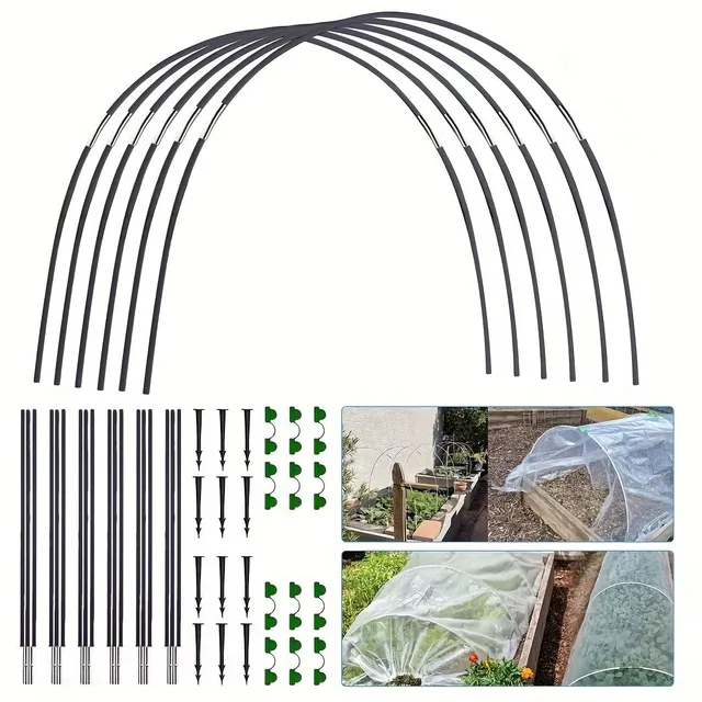 Zavěšovací kruhy pro rostlinný tunel skleníku (54 ks/sada), Antirezavějící opěrný kruhový rám ze skleněných vláken pro zahradní tkaninu