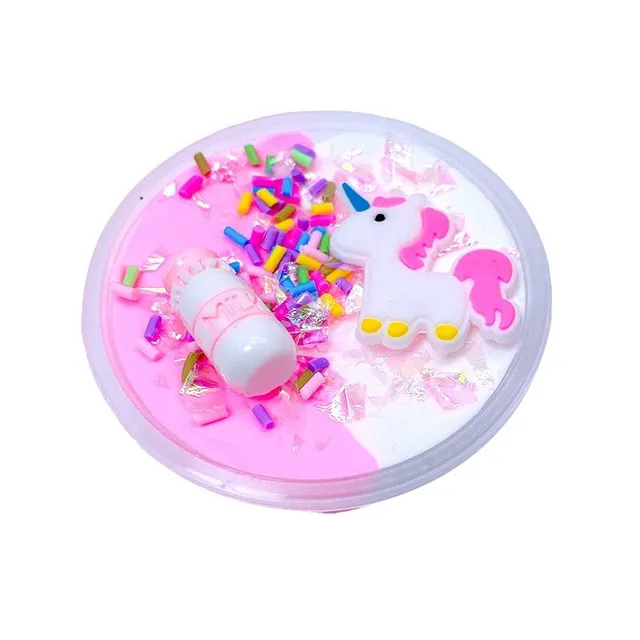 Unicorn modelling slime for hand processing pink white