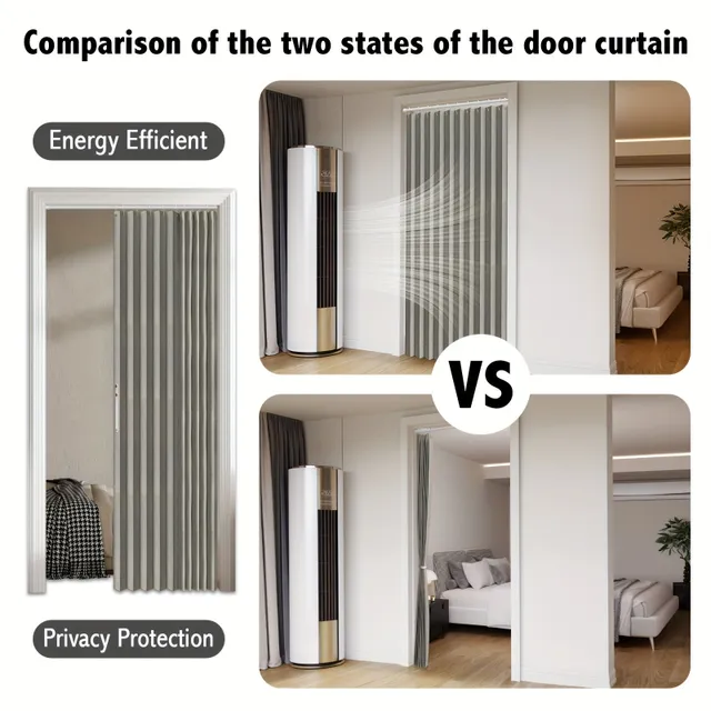 1pc magnetic thermoinsulating folding door curtains and screen for privacy - easy installation, windproof