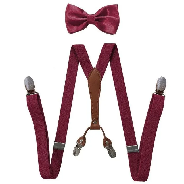 Men's suspenders with bow tie yellow Aspen vinova