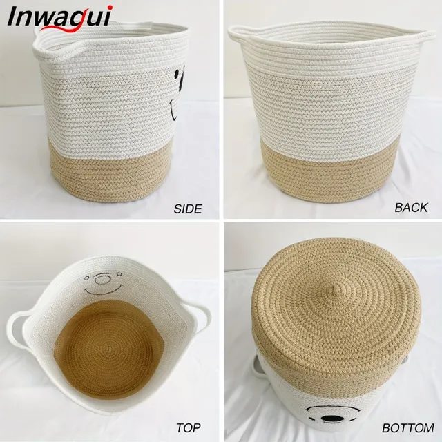 Large storage basket made of 100% cotton rope with practical handles - For order in every corner