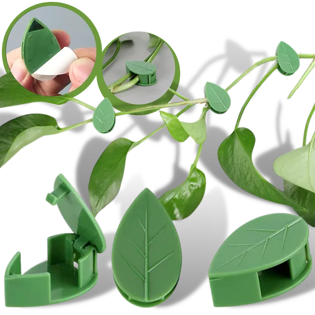 Balení 20 samolepicích spon ve tvaru listu pro popínavé rostliny