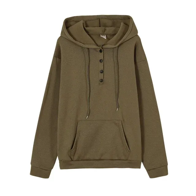 Fashion trendy sweatshirt for women with long sleeves, free, button-on and hooded