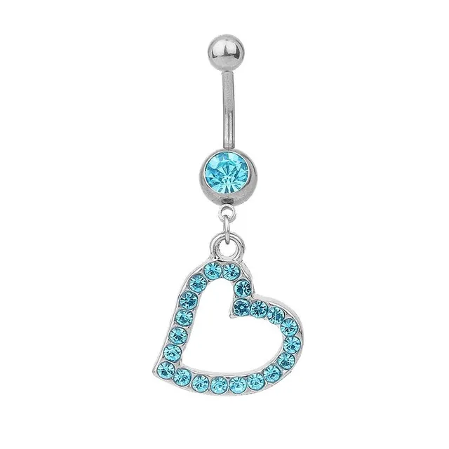 Designer belly button piercing in blue with hanging ornament