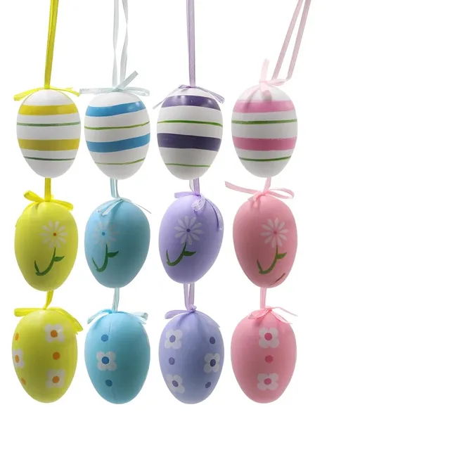 Set of 12 color plastic Easter eggs for hanging