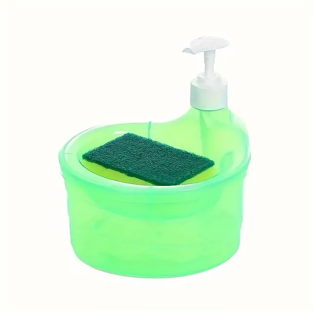 Dispenser pentru detergent de vase cu suport integrat pentru burete - plastic rezistent