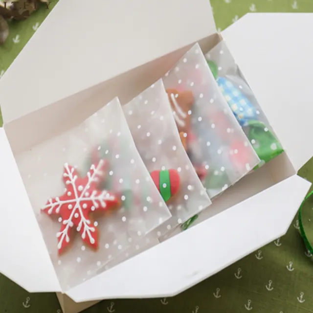 Karácsonyi celofánzacskók - 10 x 10 cm - 100 darabos készlet