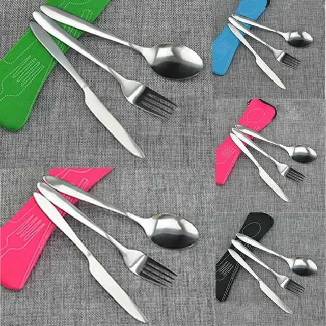 Set of stainless steel cutlery - 3 pcs + case