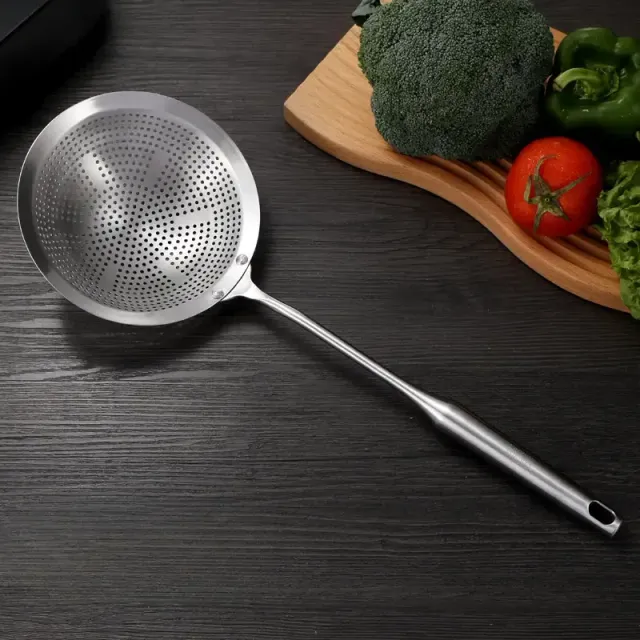 Resistant stainless steel ladle with handle - ideal for frying and cooking