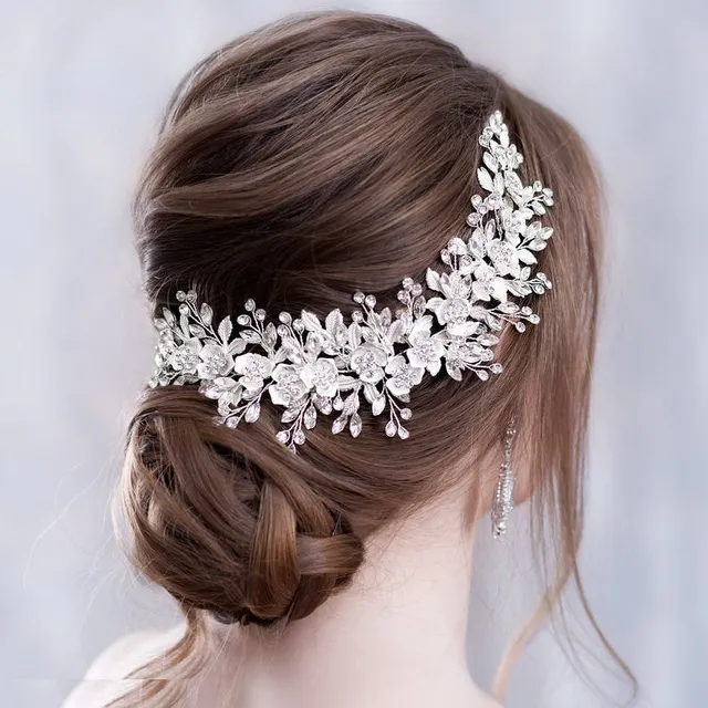 Luxusné vlasové čelenky zdobené umelými kryštálovými kamienkami a vzorom kvetín