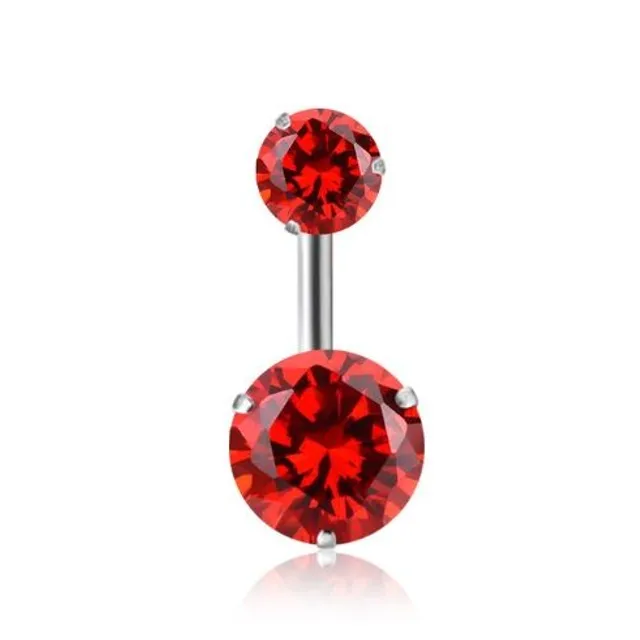 Piercing the belly button with two stones - 12 colors