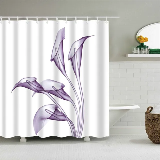 Practical bathroom curtain with flower motif