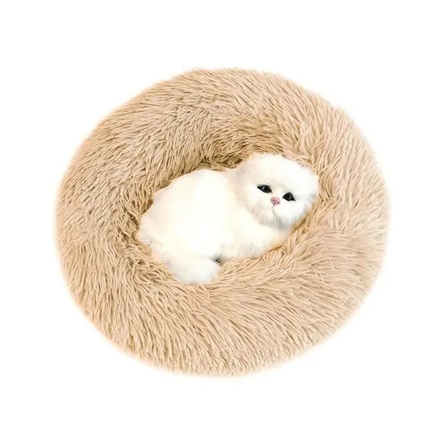 Fluffy bed for dogs and cats beige 40cm-2kg-sleep