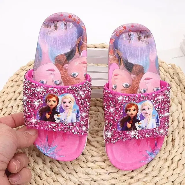 Girl slippers printed by princesses from the Ice Kingdom Rose Frozen 34