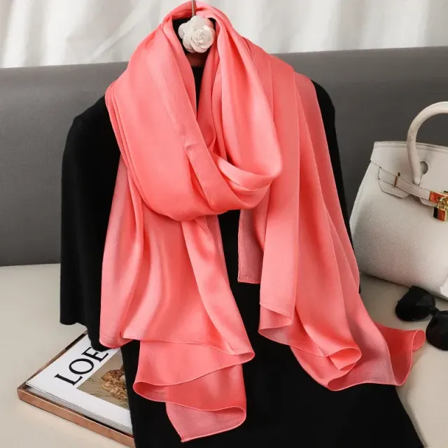 Fashionable satin scarf with a size of 90x180 cm for women