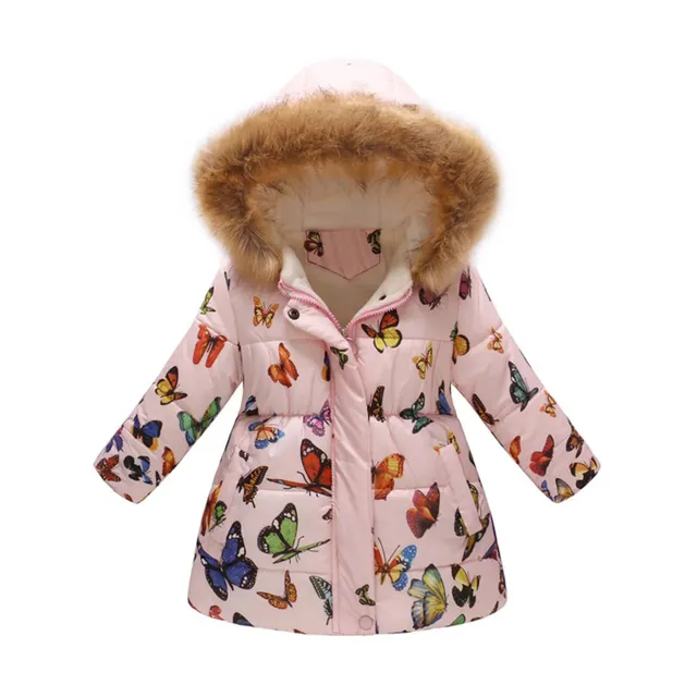 Children's winter windproof warm jacket with hood for girls Pink 6-7 Years