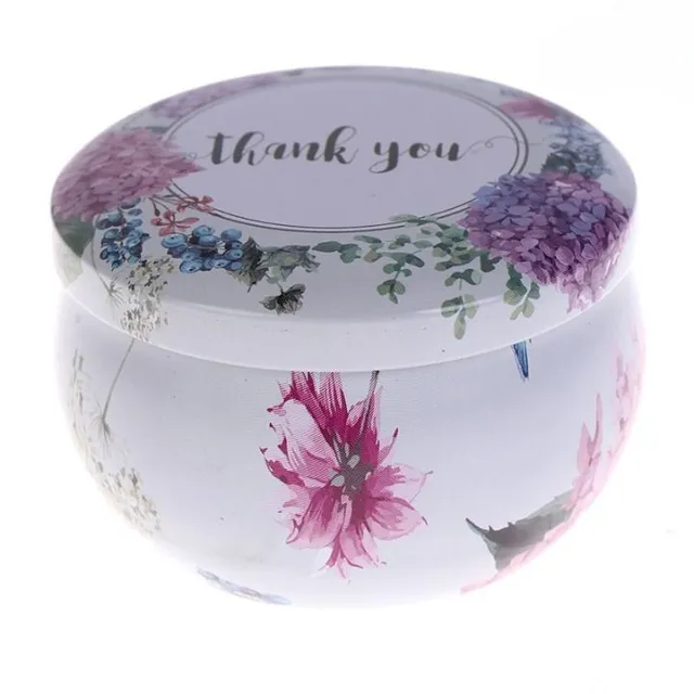 Candle with dried flowers in resealable container Blue