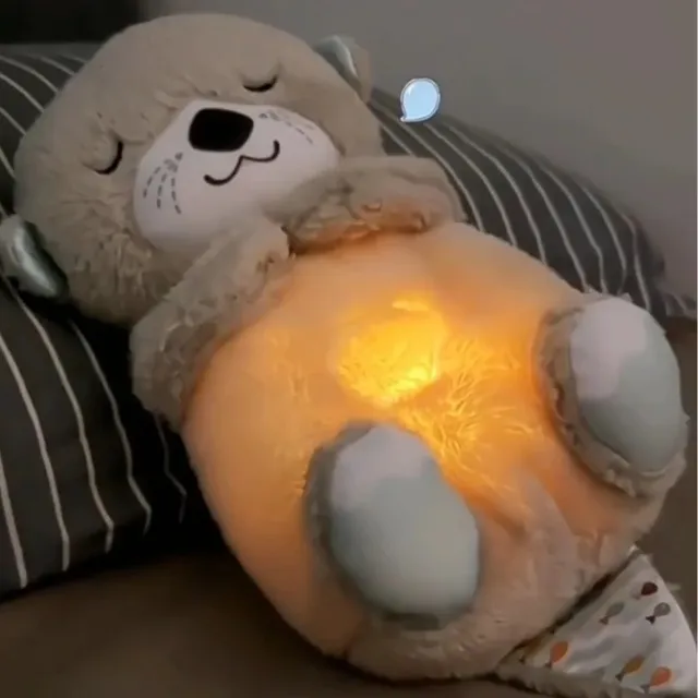 Breathing plush cute otter - Soothing glowing otter with melodies for children