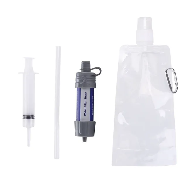 Venkovní pitná voda Filtrační nástroje Hiking Survival Water Purifier w / Straw pro nouzové kempování Hiking Backpack Survival Tool