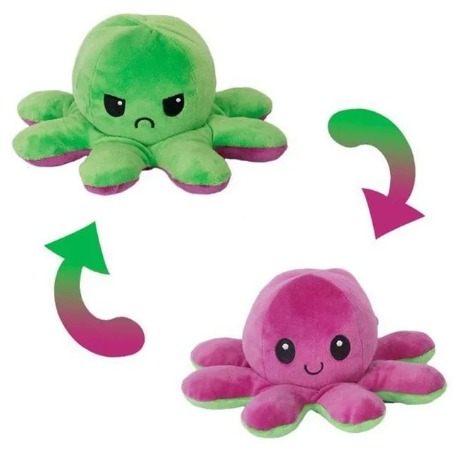 Reversible plush octopus with changing expression