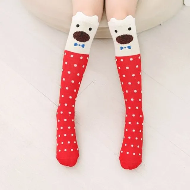 Chaussettes montantes pour filles avec des animaux - 10 variantes