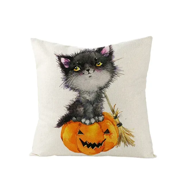 Halloween Kissenbezug mit Druck von Kürbis und schwarzer Katze 45x45 cm zur Dekoration des Hauses