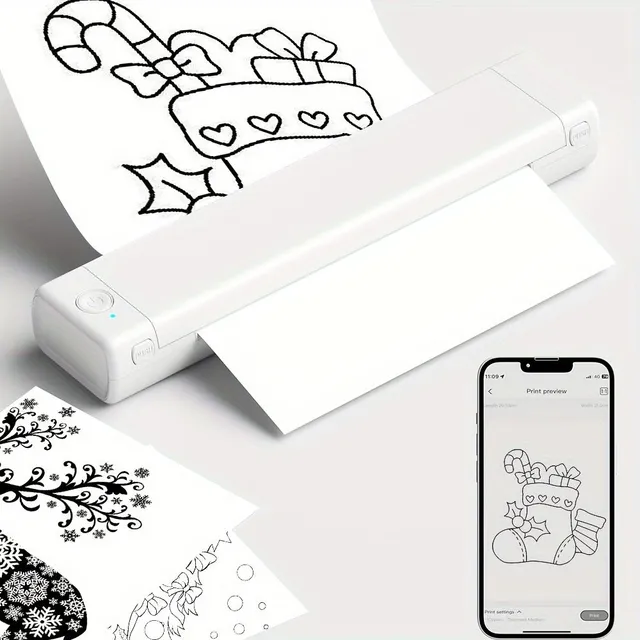 1pcs, Cartoon Printer For Artists Painting - Wireless Printer Tags S 10 pcs Tattoo Paper, Tattoo Printer For Artists, Tattoo, Ink Thermal Drawing Printer For Print Painting, Tattoo, Logo, Clothes, Post office, Drawing Printer For Telef