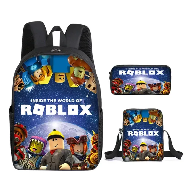 Stylish school set for children - Backpack, pencil case, lunch bag in various Roblox motifs