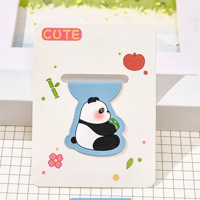 Set of 12 cute magnetic bookmarks with drawn panda for students