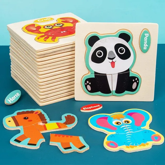 Wooden 3D jigsaw puzzles for the smallest children