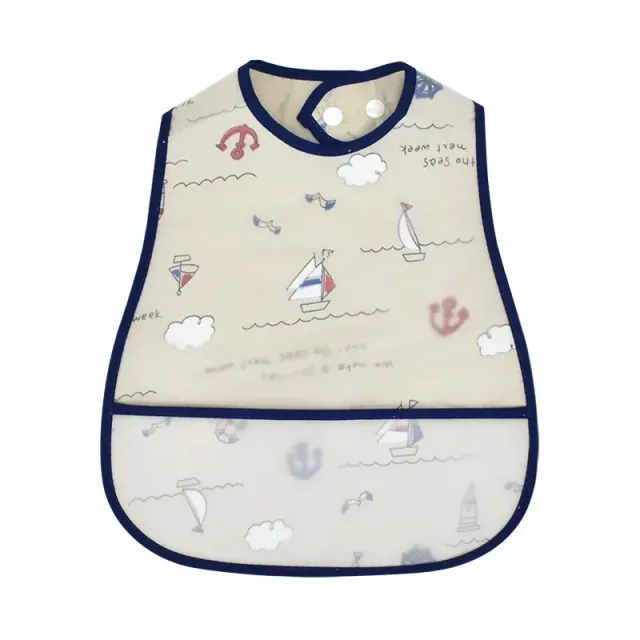 Children's impervious adjustable cotton bib with cartoon motifs