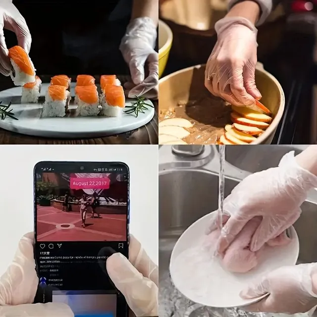 Ensemble de 100 gants jetables TPE pour la manipulation sécurisée des aliments