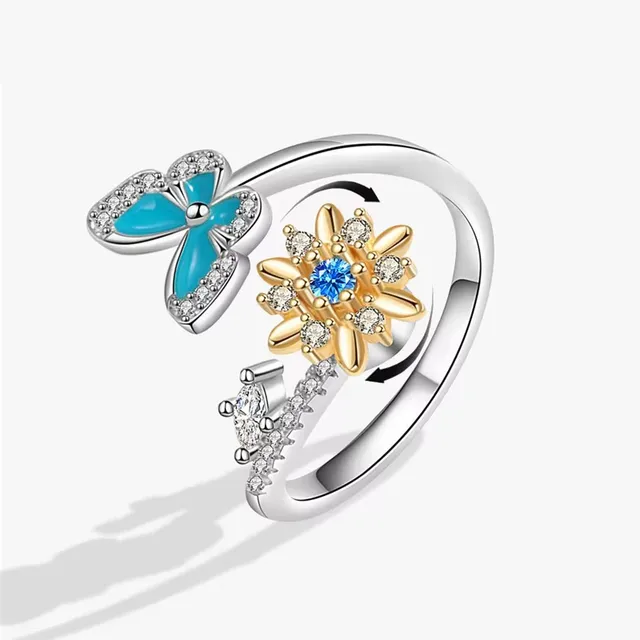 Fashion ring against stress for women with cute rotating design