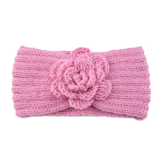 Women's winter knitted headband with flower