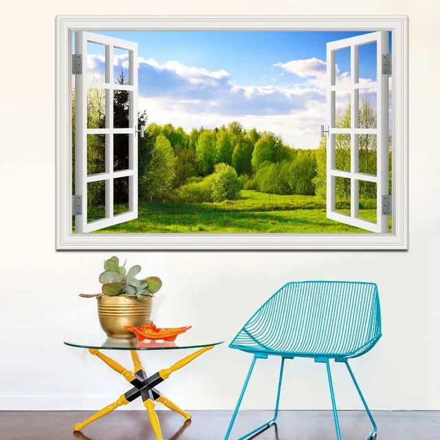 Wandkunst 3D Sticker | Fenster, Landschaft