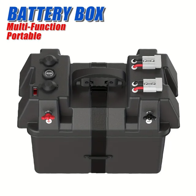 Inteligentní Bateriový Box Přenosný S Duálním Portem USB/barevný LED Voltmetr/zástrčka Anderson/zásuvka/jistič Pro RV Van SUV ATV Camper Truck Car