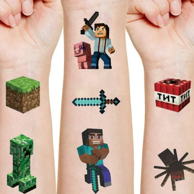 Oryginalne naklejki na tatuaż z motywem popularnej gry Minecraft