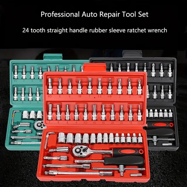 46pcs Tool kit with keys, screwdrivers and nuts: Universal set of home and workshop tools