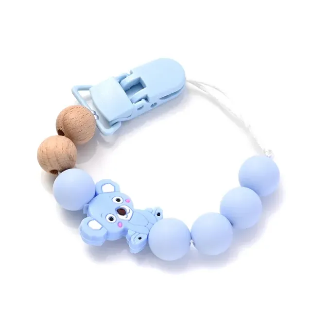 Silicone pacifier clip with bite and pet motif