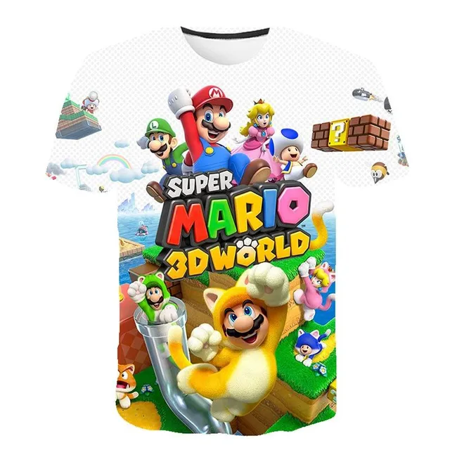 Tricou frumos pentru copii cu print 3D Mario