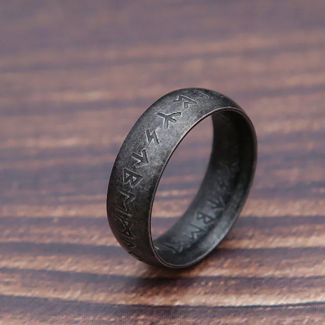 Men's luxury Nordic ring with runes Paul