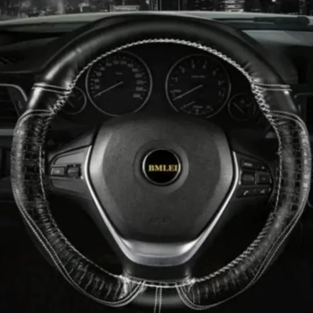 Leather steering wheel cover