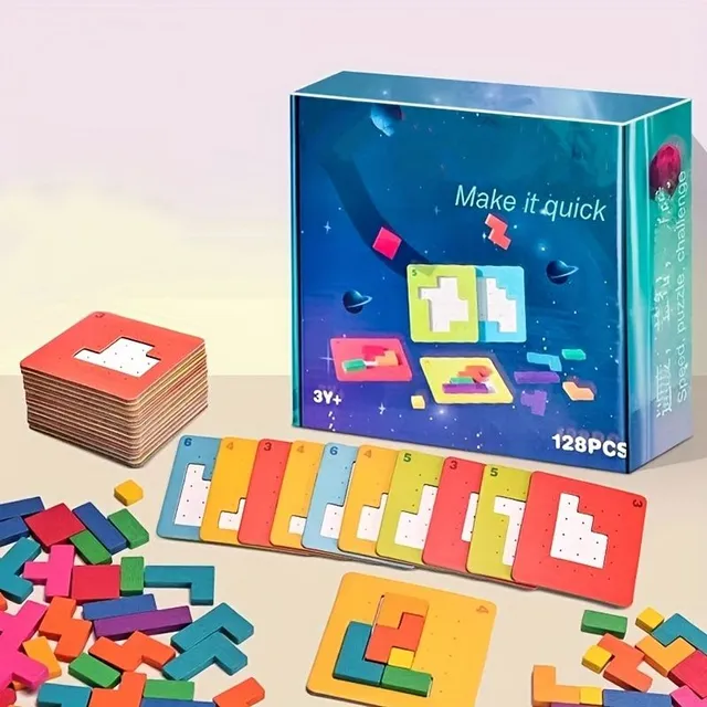 Geometric jigsaw puzzle - educational table game for fast fighting and interaction