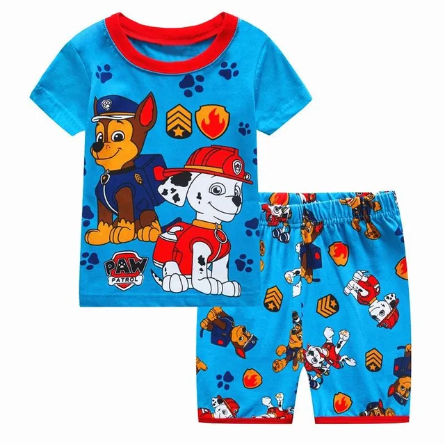 Set de pijamale confortabil pentru copii - tricou cu mâneci scurte și pantaloni scurți Patrula cățelușilor