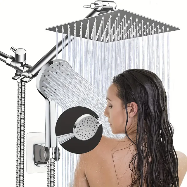 Îmbunătățiți-vă baia cu acest set de duș elegant 10 și 8 din oțel inoxidabil!