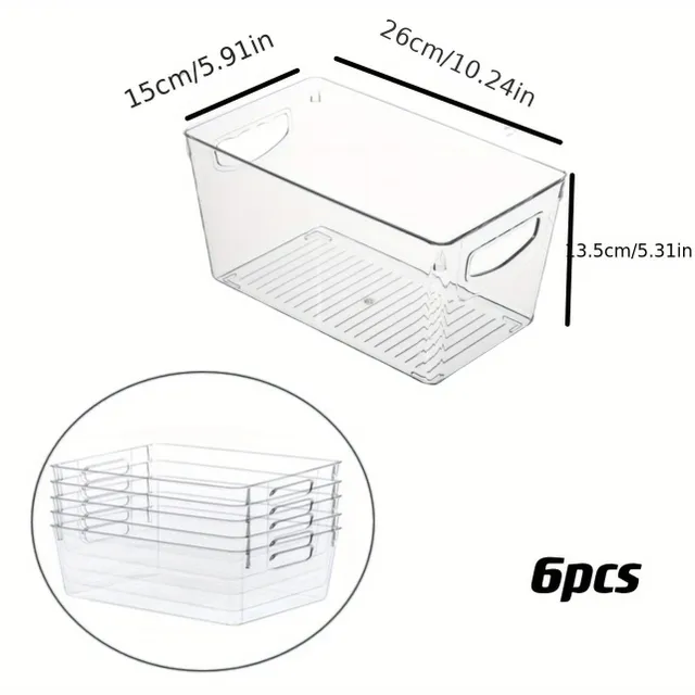 2/4/6pcs Storage boxes for fridge with transparent walls and handles