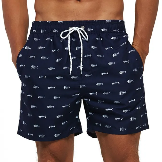 Men's quick-drying swim shorts with mesh lining and print